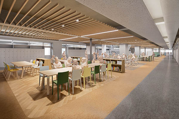 サレジアン国際_「教室前ラウンジ」の完成予想図